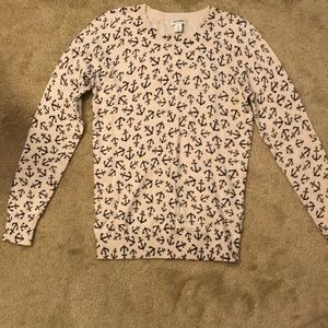 Old Navy XS cream sweater with navy blue anchors